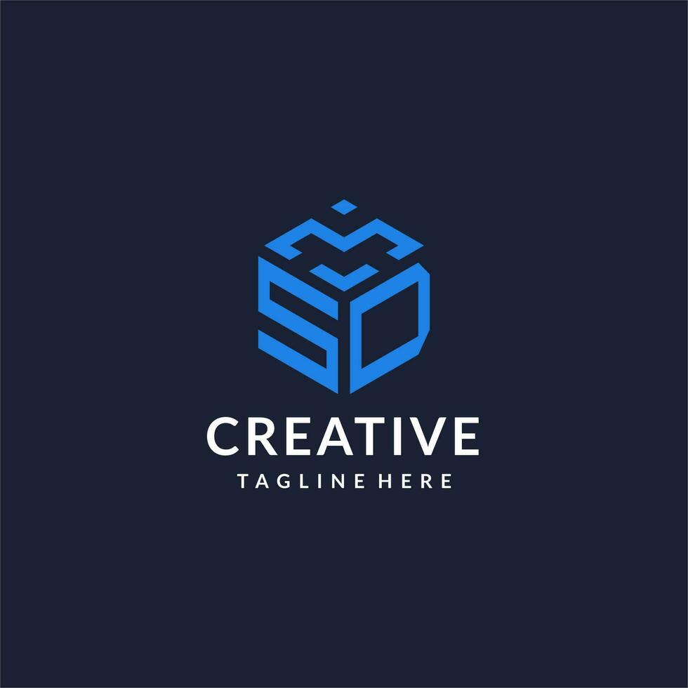 SD logo hexagon designs, best monogram initial logo with hexagonal shape design ideas vector