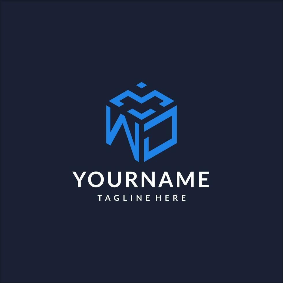WJ logo hexagon designs, best monogram initial logo with hexagonal shape design ideas vector
