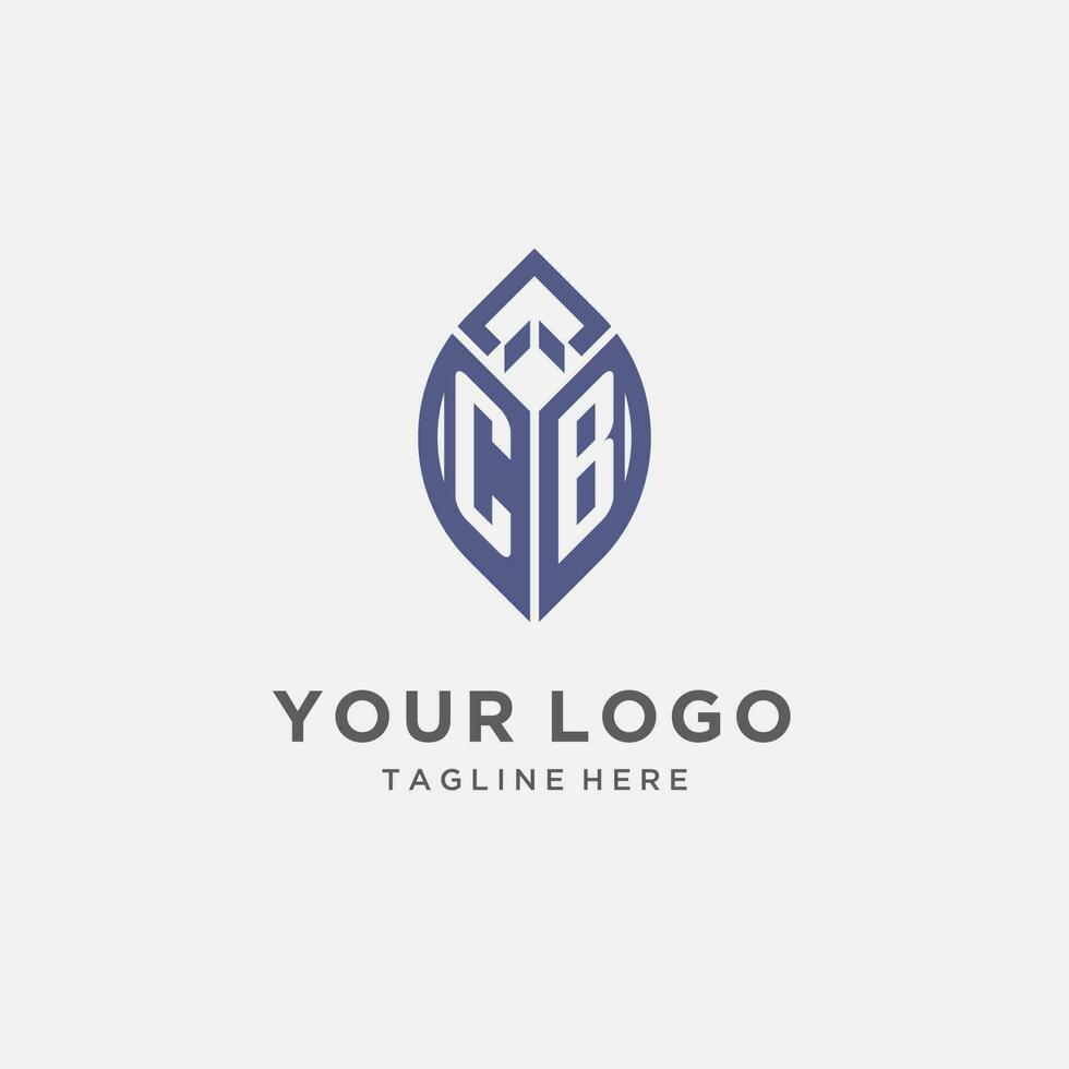 CB logo with leaf shape, clean and modern monogram initial logo design vector