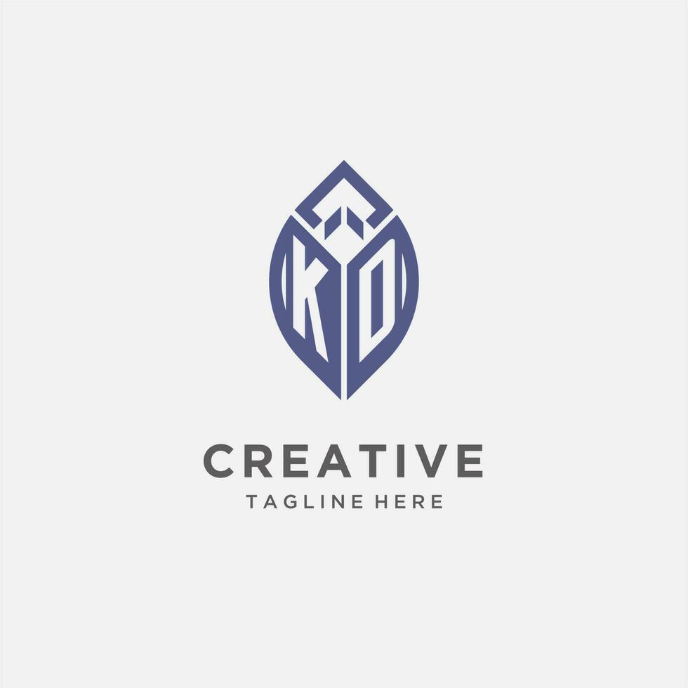 KD logo with leaf shape, clean and modern monogram initial logo design vector