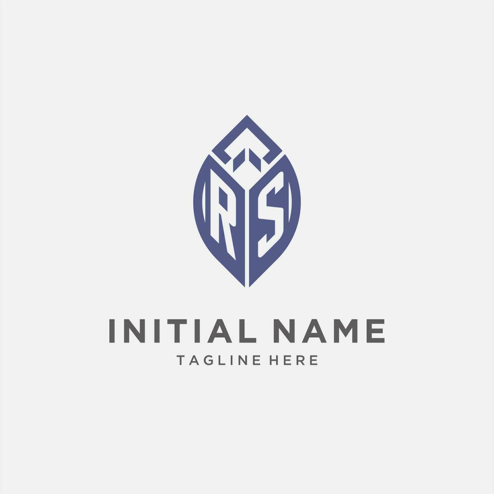 RS logo with leaf shape, clean and modern monogram initial logo design vector