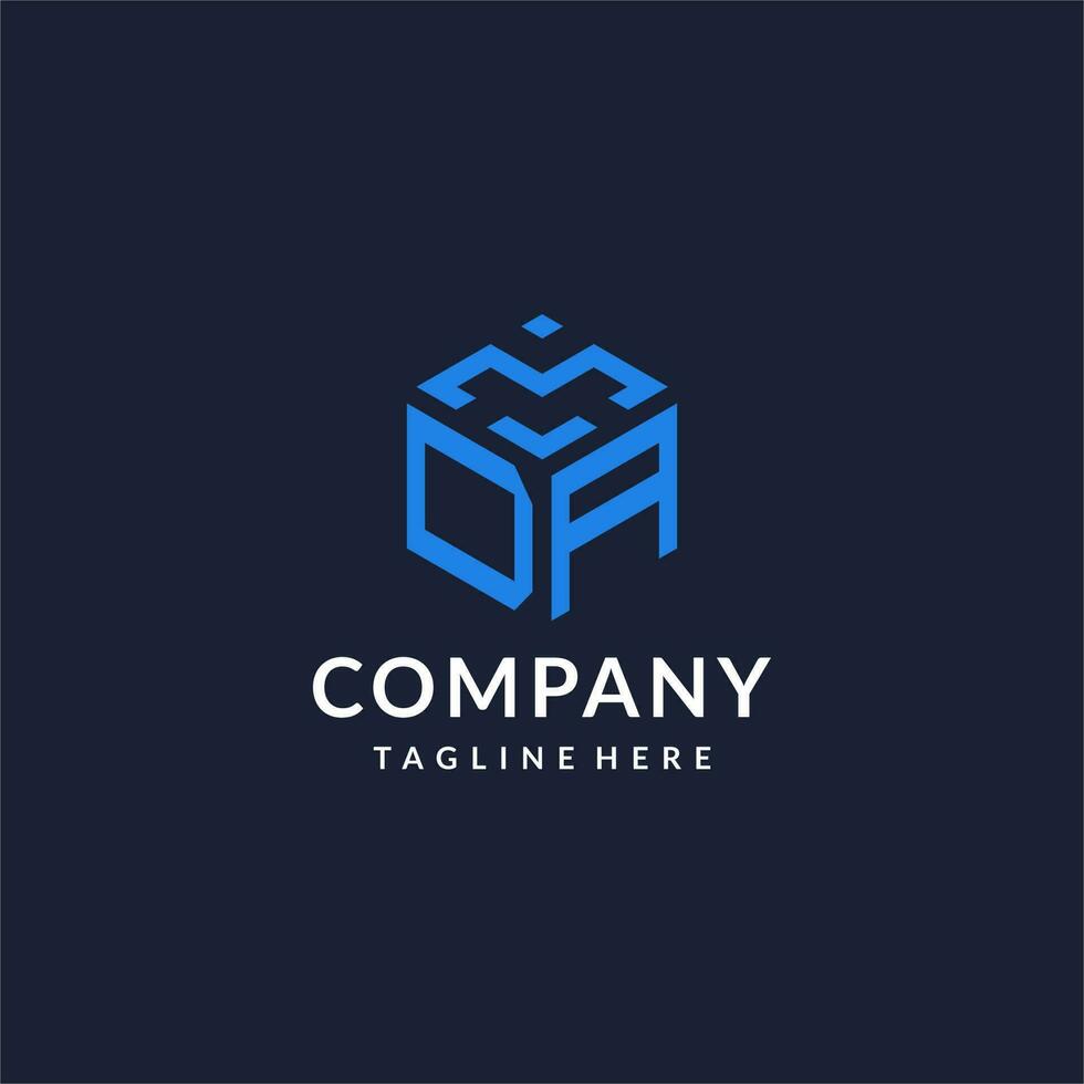 DA logo hexagon designs, best monogram initial logo with hexagonal shape design ideas vector