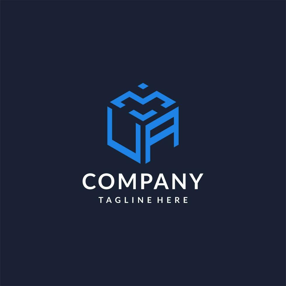 UA logo hexagon designs, best monogram initial logo with hexagonal shape design ideas vector