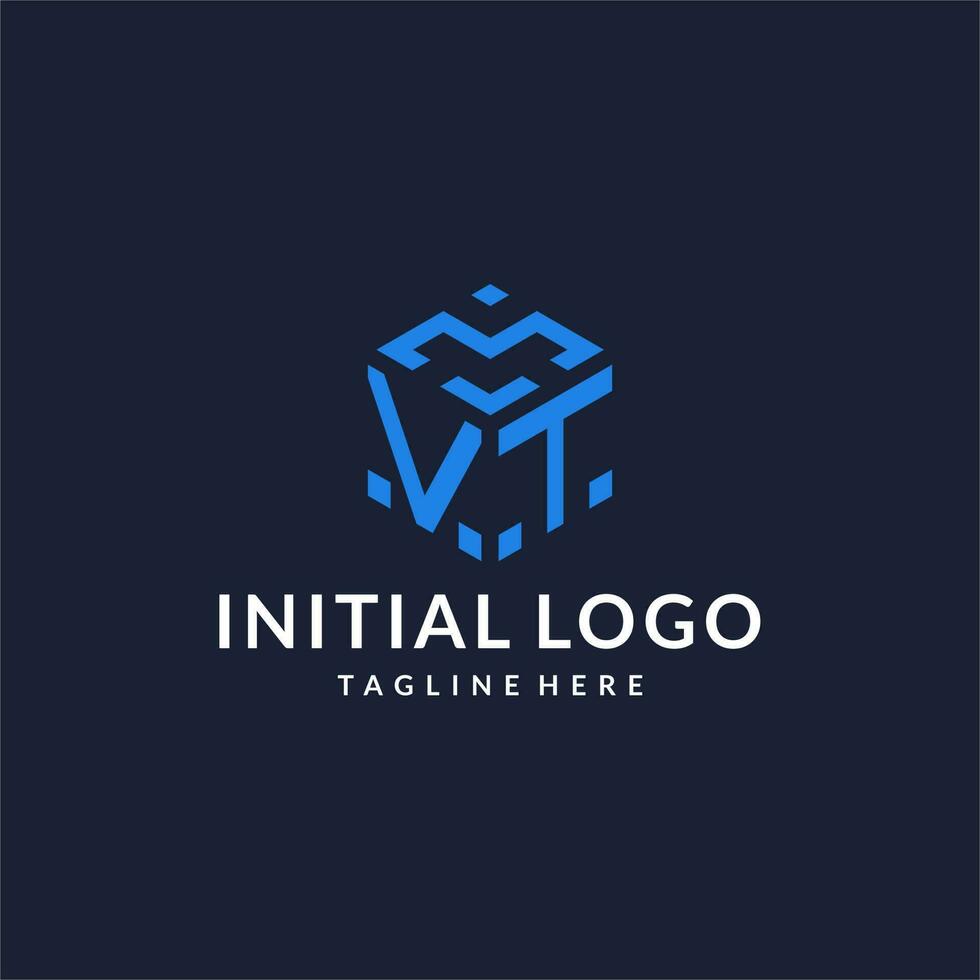 VT logo hexagon designs, best monogram initial logo with hexagonal shape design ideas vector