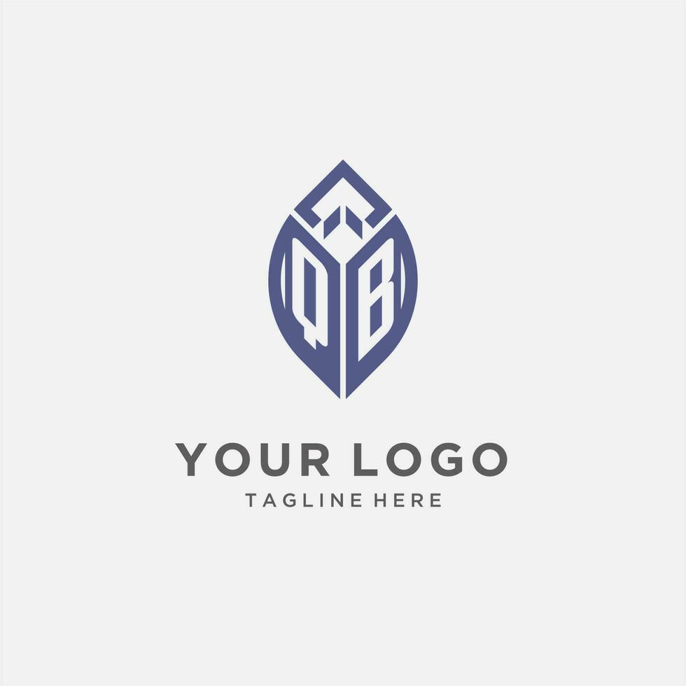 QB logo with leaf shape, clean and modern monogram initial logo design vector