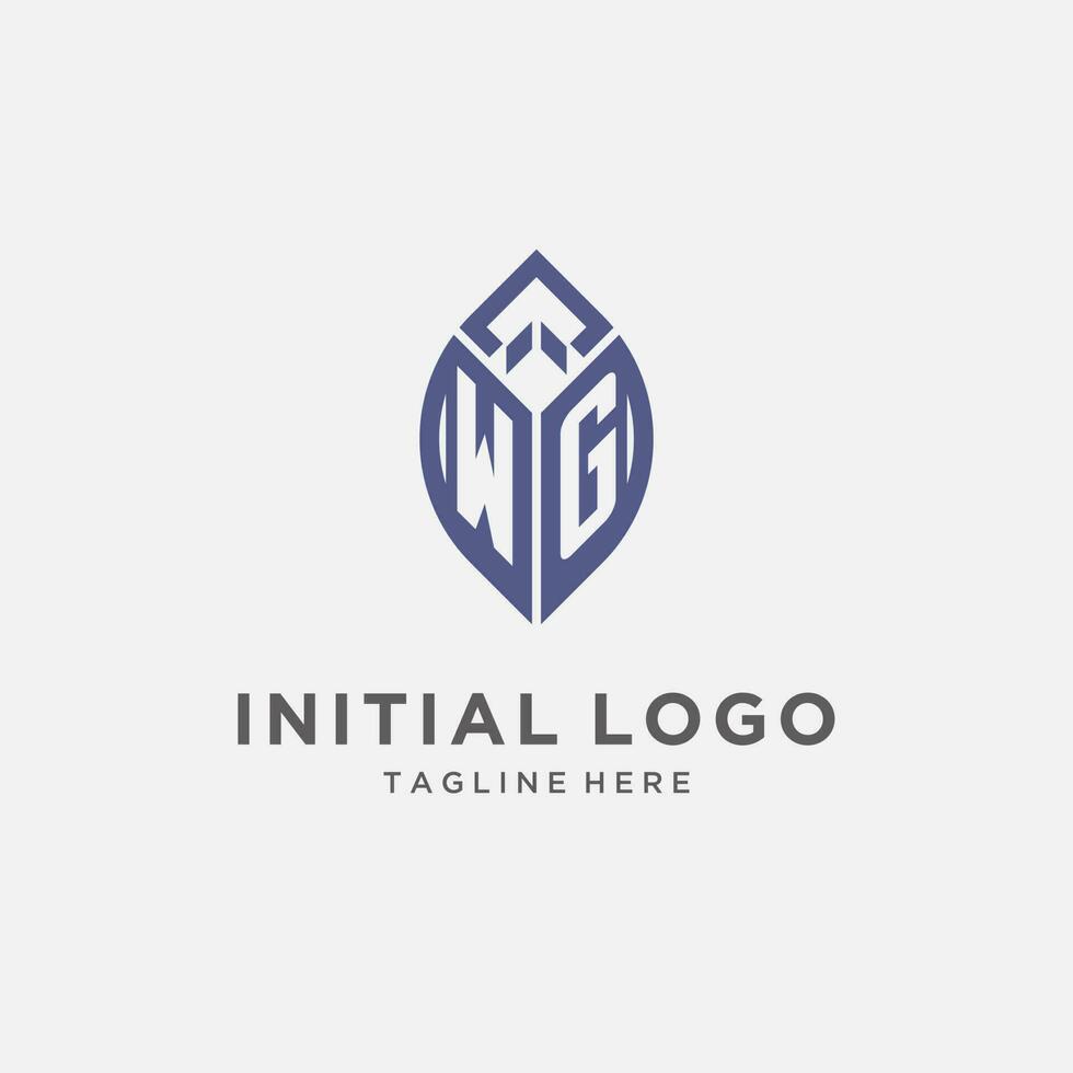 WG logo with leaf shape, clean and modern monogram initial logo design vector