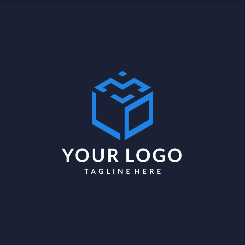 LO logo hexagon designs, best monogram initial logo with hexagonal shape design ideas vector