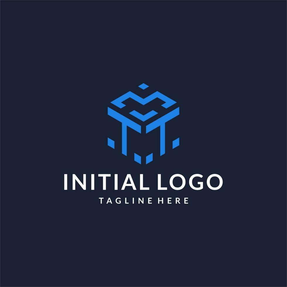 TT logo hexagon designs, best monogram initial logo with hexagonal shape design ideas vector