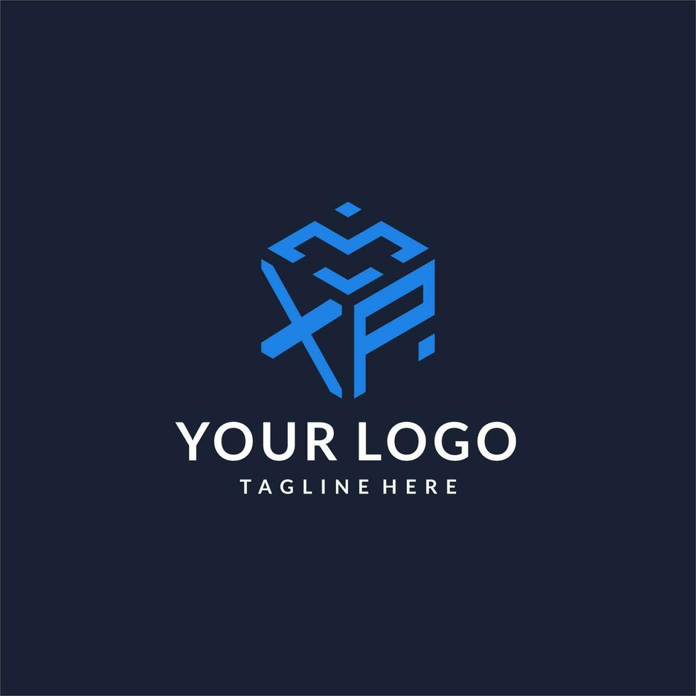 XP logo hexagon designs, best monogram initial logo with hexagonal shape design ideas vector