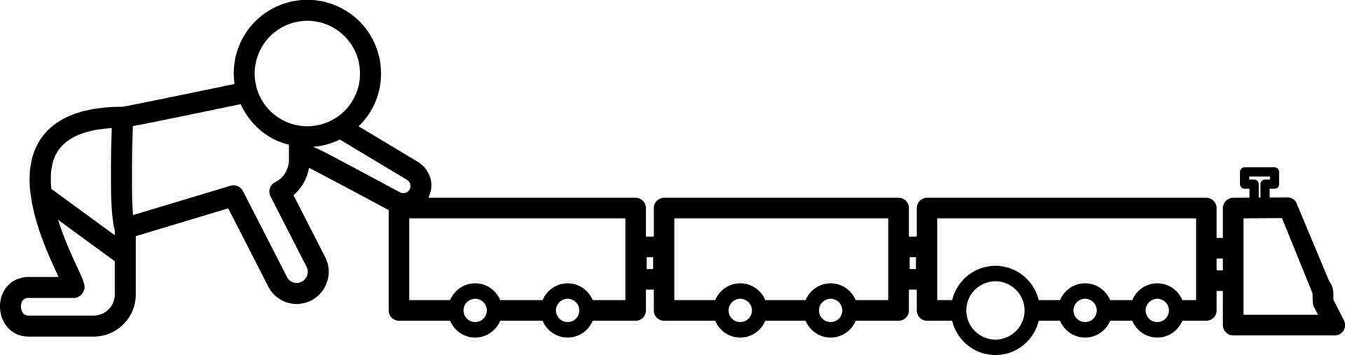 niño con un juguete tren icono vector ilustración