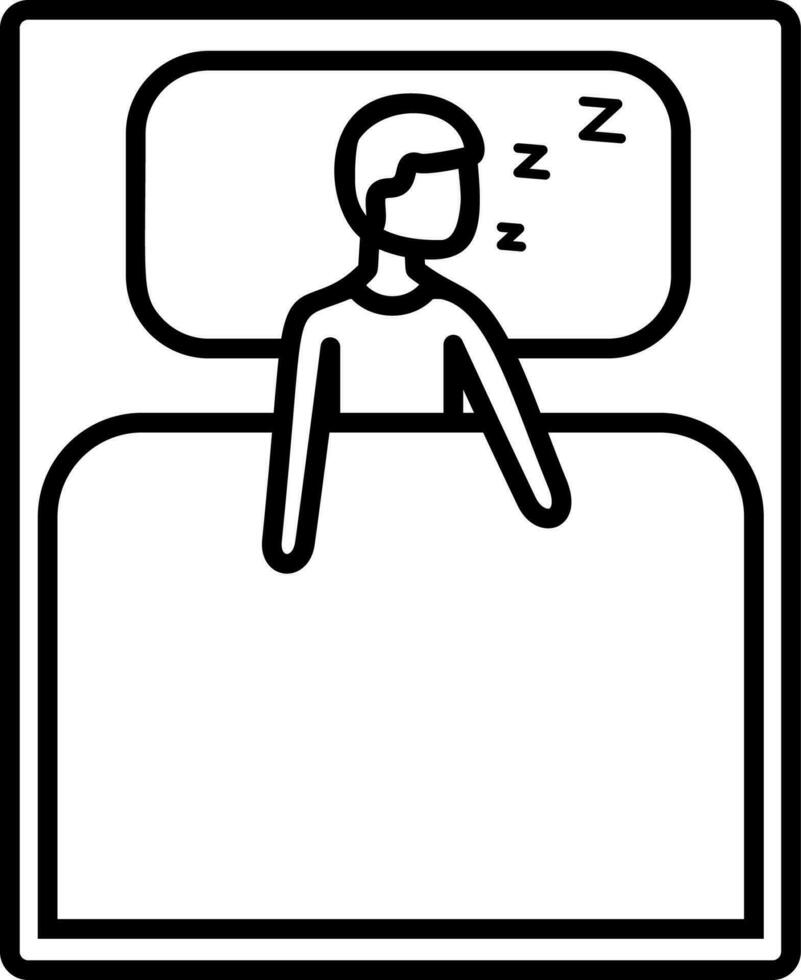 the guy is sleeping in bed icon vector illustration