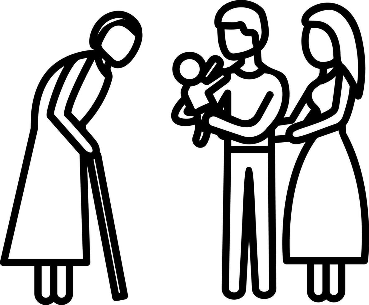 parents with a grandmother's child icon vector illustration