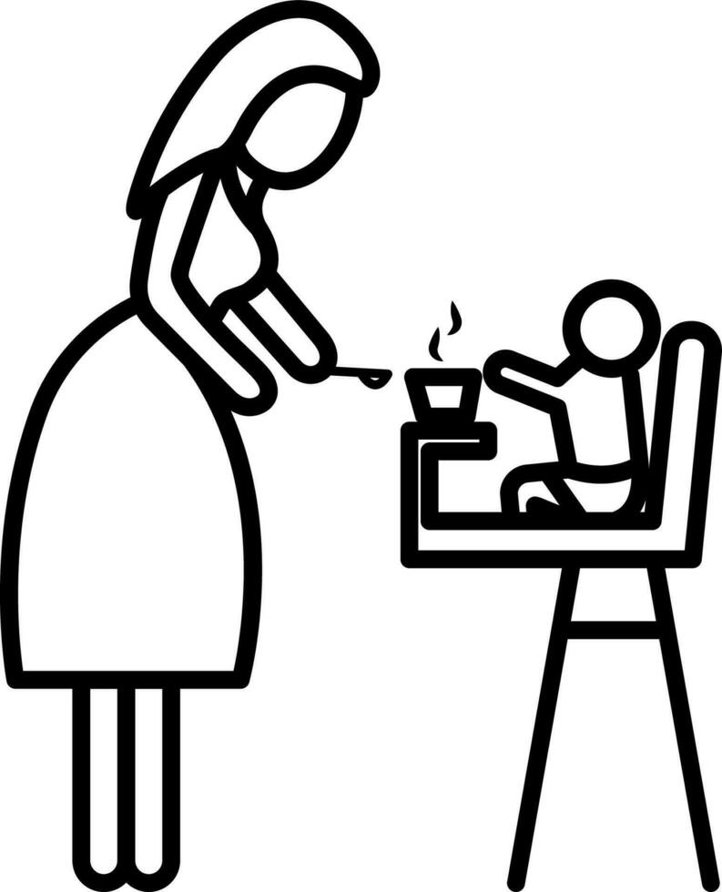 madre alimenta su bebé icono vector ilustración