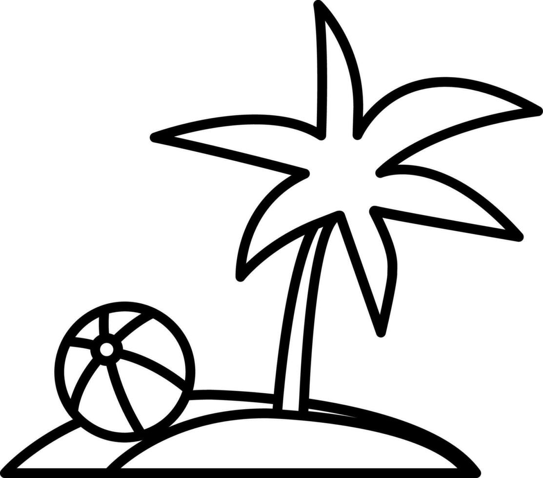 palma árbol y pelota icono vector ilustración