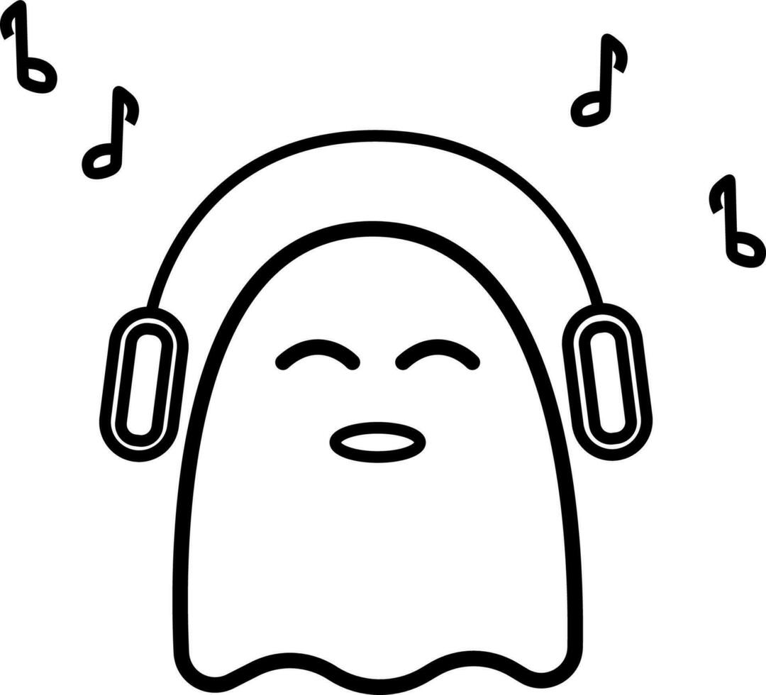 fantasma escucha a música icono vector ilustración