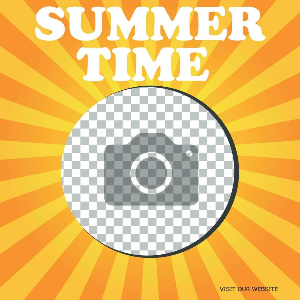 Editable minimalist summer social media post template design. social media post design. Vector illustration with photo. social media Mockup design.