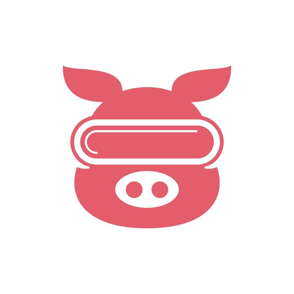 Pig animal vr modern logo vector