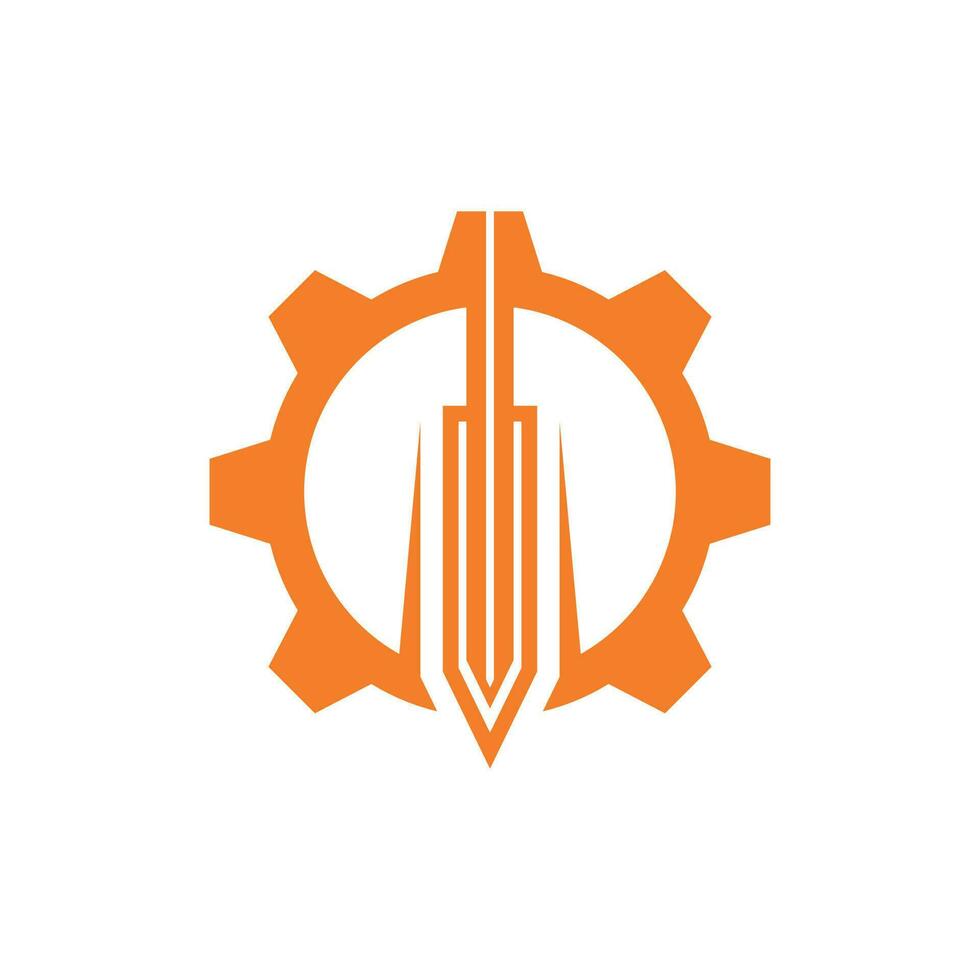 Gear sword modern creative logo vector