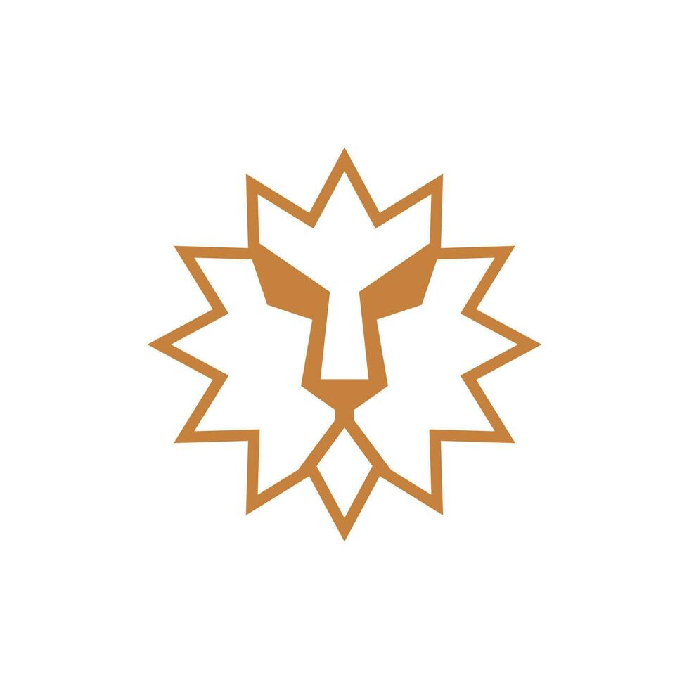 Lion head animal star line modern logo design vector