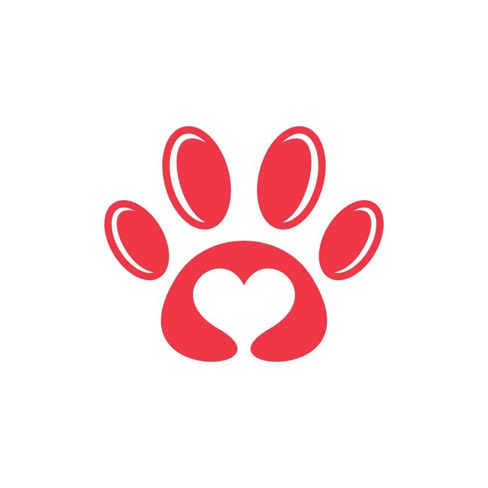 animal pata amor moderno logo vector