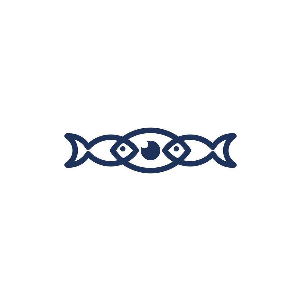 Two fish animal with eye line simple logo vector