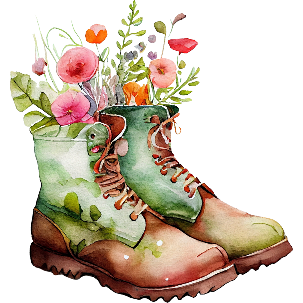 Leather Flower Boots Watercolor png