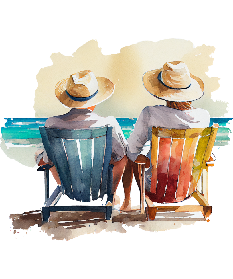 Couple At The Beach Watercolor png