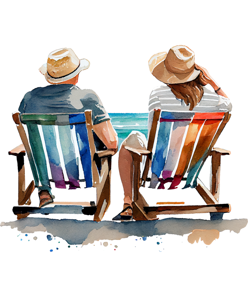 Couple At The Beach Watercolor png