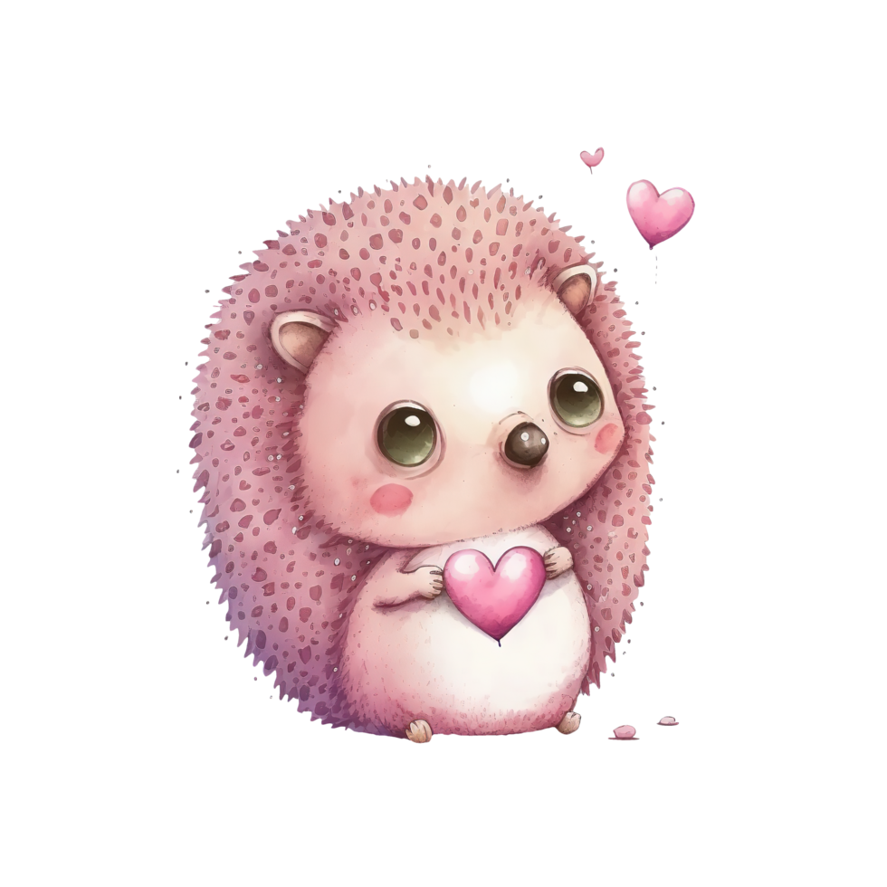 Cute Hedgehog Watercolor Valentine png