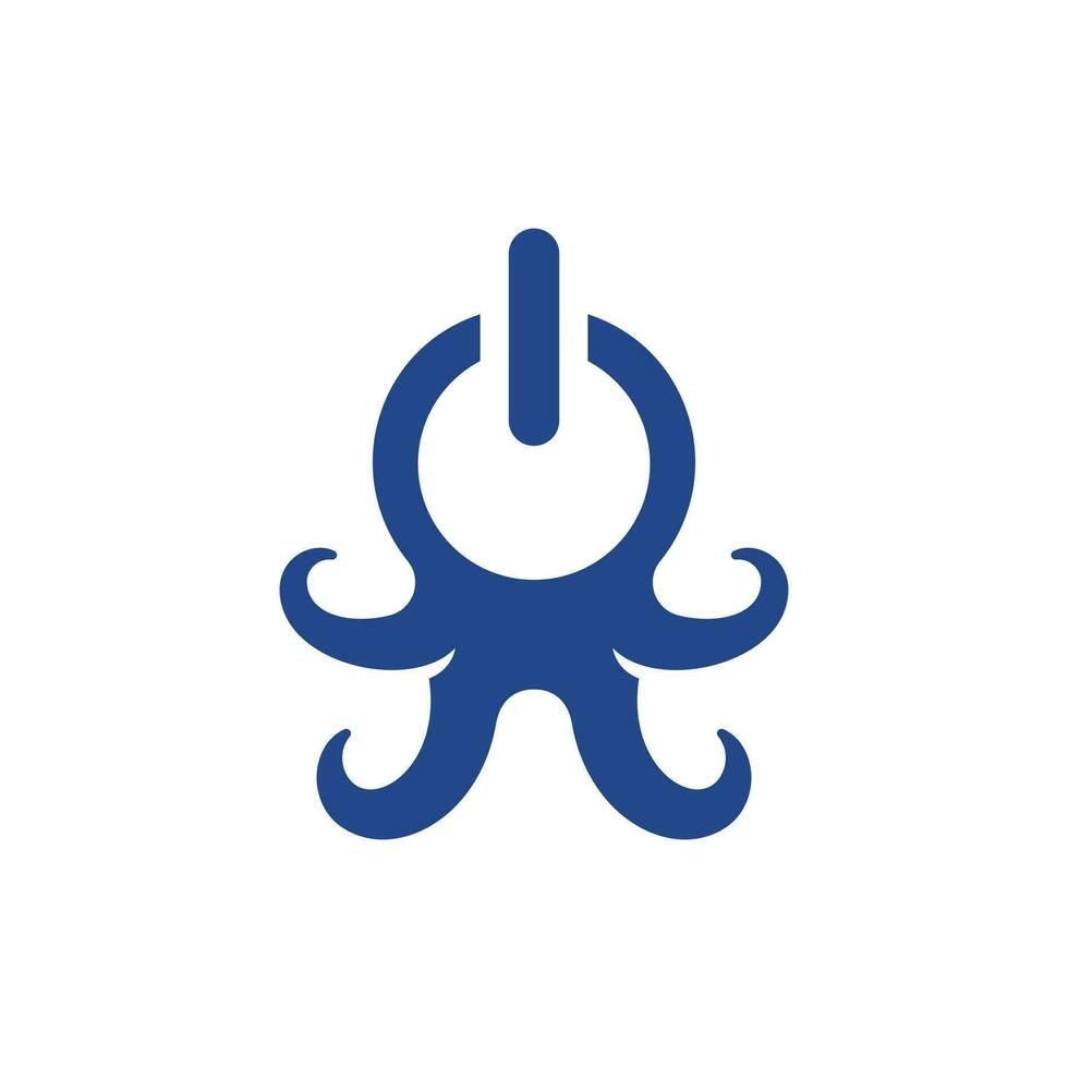Animal octopus power button creative logo vector