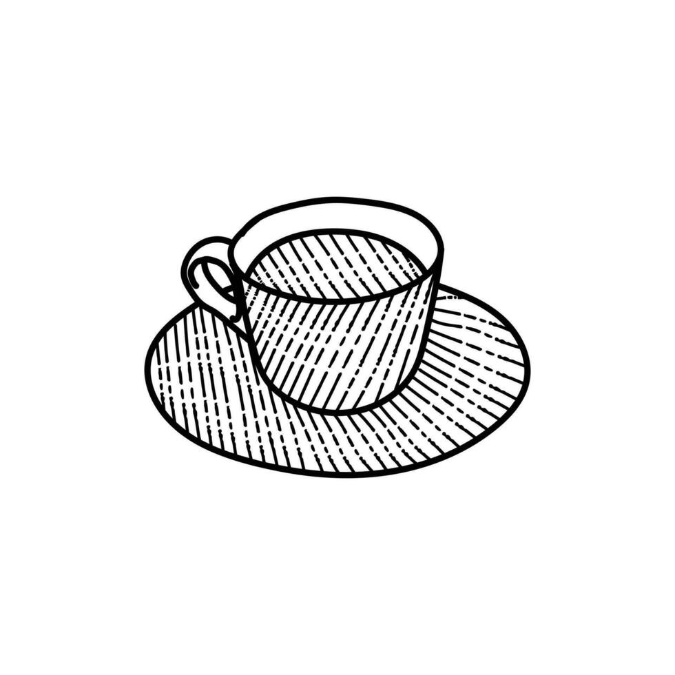 Glass mug coffe line art illustration design vector