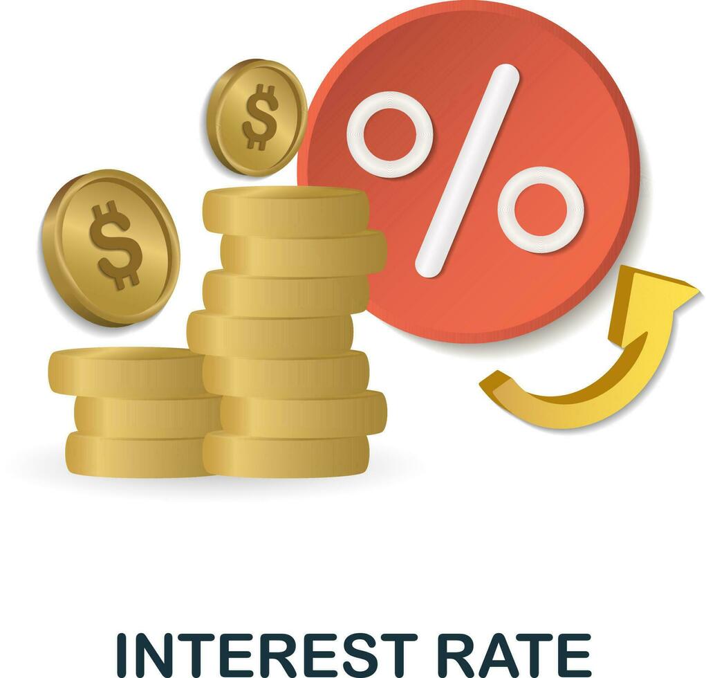 Interest Rate icon. 3d illustration from economic collection. Creative Interest Rate 3d icon for web design, templates, infographics and more vector