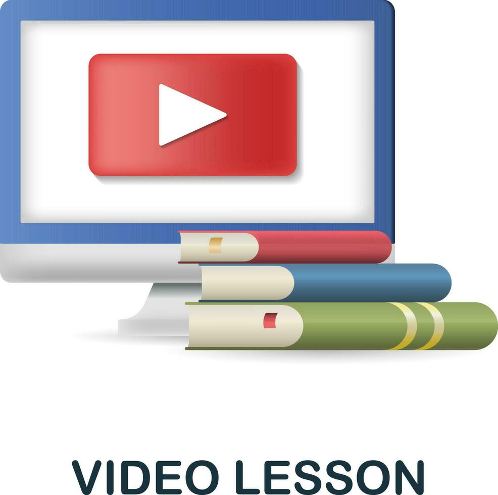 Video Lesson icon. 3d illustration from e-learning collection. Creative Video Lesson 3d icon for web design, templates, infographics and more vector