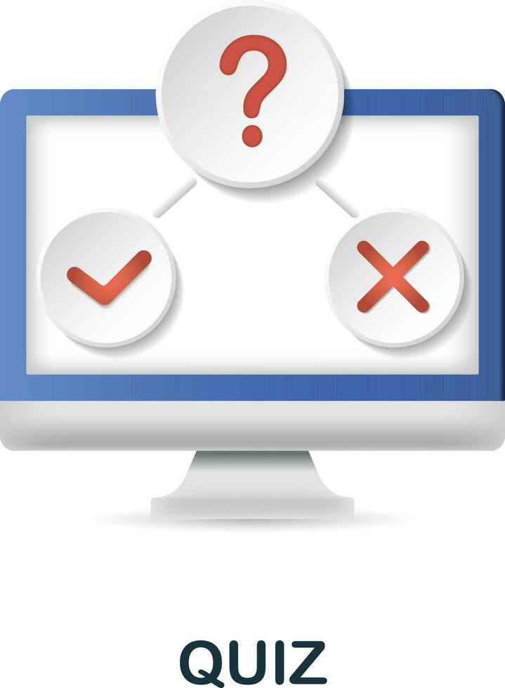 Quiz icon. 3d illustration from e-learning collection. Creative Quiz 3d icon for web design, templates, infographics and more vector