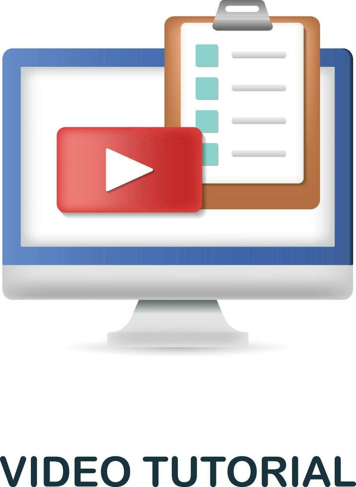 Video Tutorial icon. 3d illustration from e-learning collection ...