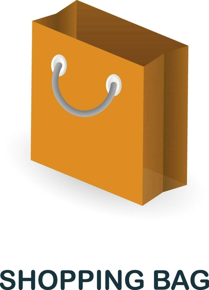 Shopping Bag icon. 3d illustration from online store collection. Creative Shopping Bag 3d icon for web design, templates, infographics and more vector