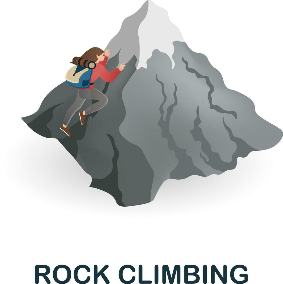 Rock Climbing icon. 3d illustration from outdoor recreation collection. Creative Rock Climbing 3d icon for web design, templates, infographics and more vector