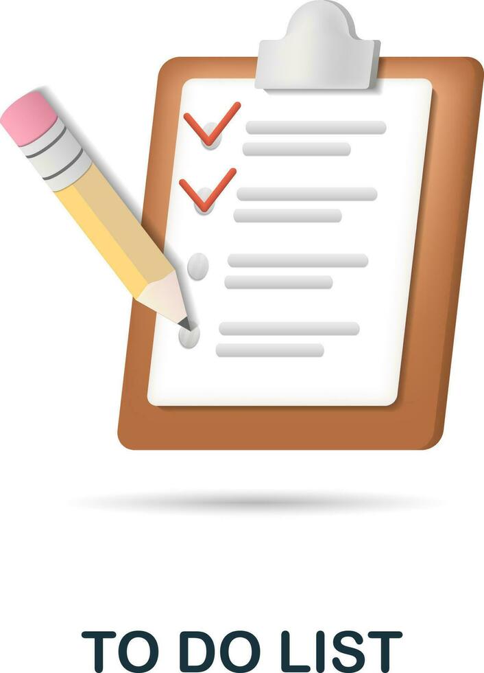 To Do List icon. 3d illustration from project development collection. Creative To Do List 3d icon for web design, templates, infographics and more vector