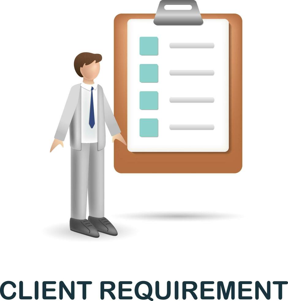 Client Requirement icon. 3d illustration from web development collection. Creative Client Requirement 3d icon for web design, templates, infographics and more vector