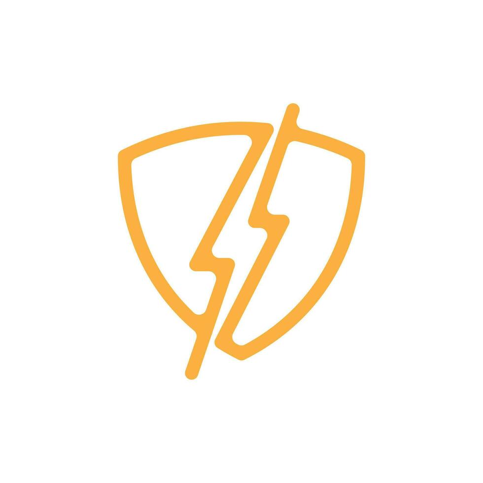 Lightning bolt shield line simple logo vector