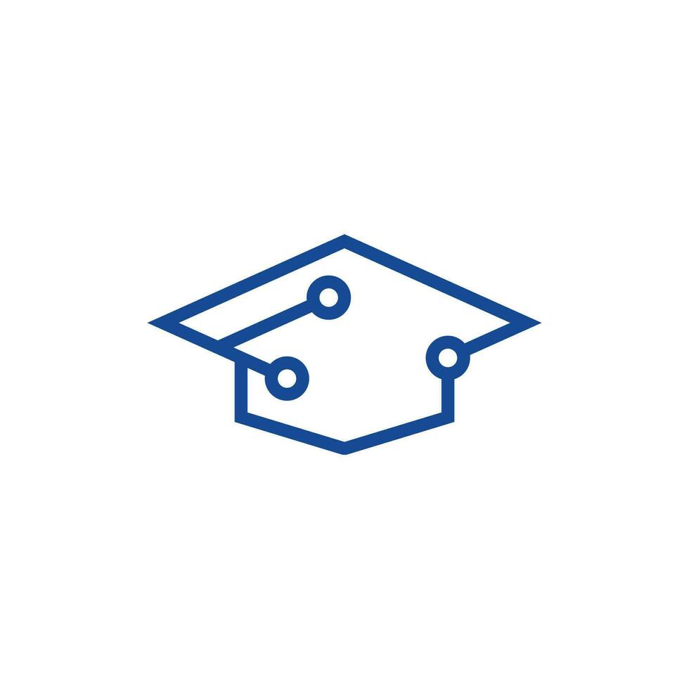 Education hat technology line simple logo vector