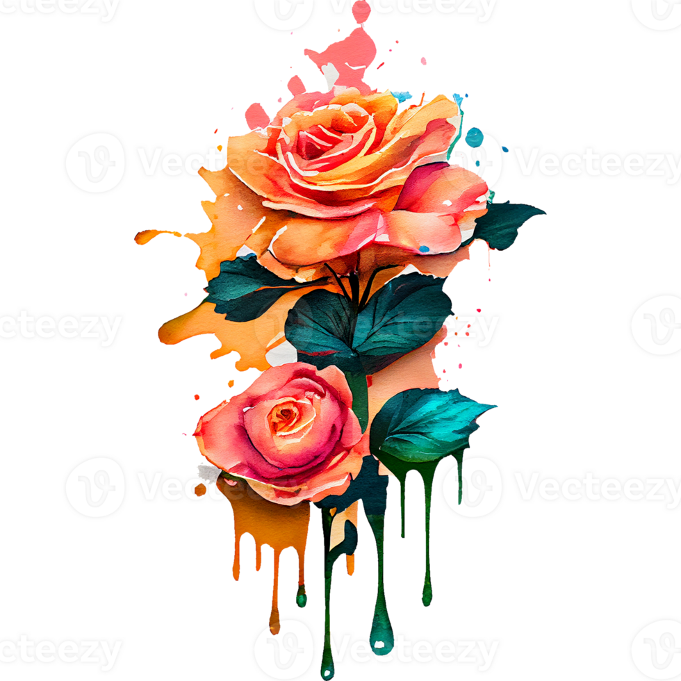 Free Colorful Roses Watercolor Clipart ai generative 23475293 PNG with ...