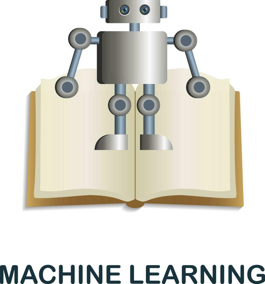 Machine Learning icon. 3d illustration from data science collection. Creative Machine Learning 3d icon for web design, templates, infographics and more vector