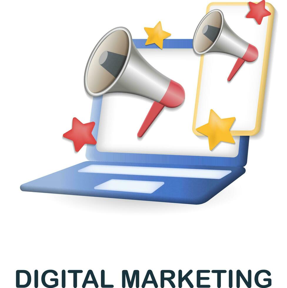 digital márketing icono. 3d ilustración desde digital márketing recopilación. creativo digital márketing 3d icono para web diseño, plantillas, infografia y más vector