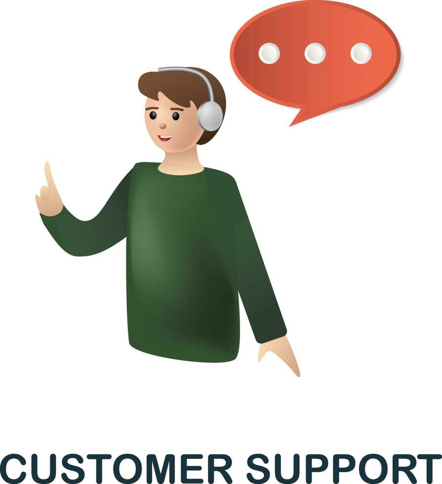 Customer Support icon. 3d illustration from e-commerce collection. Creative Customer Support 3d icon for web design, templates, infographics and more vector