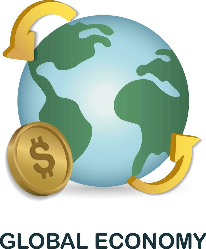 Global Economy icon. 3d illustration from economic collection. Creative Global Economy 3d icon for web design, templates, infographics and more vector