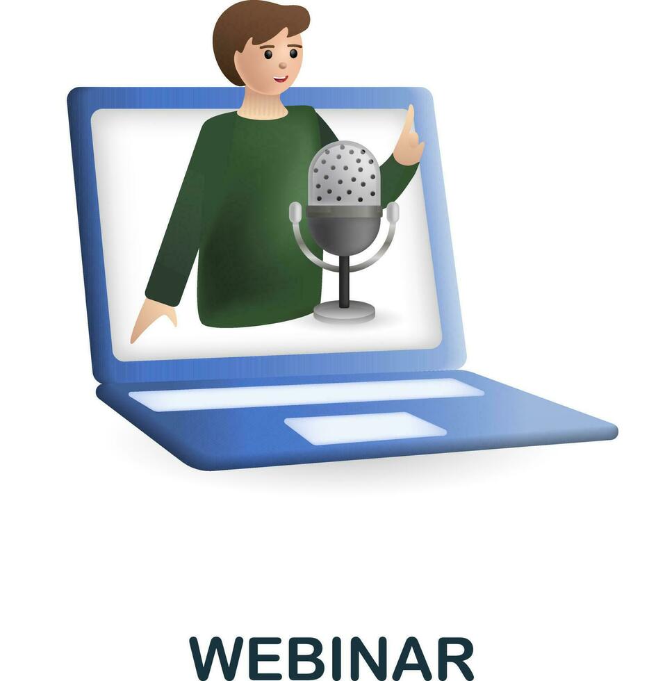 Webinar icon. 3d illustration from e-learning collection. Creative Webinar 3d icon for web design, templates, infographics and more vector