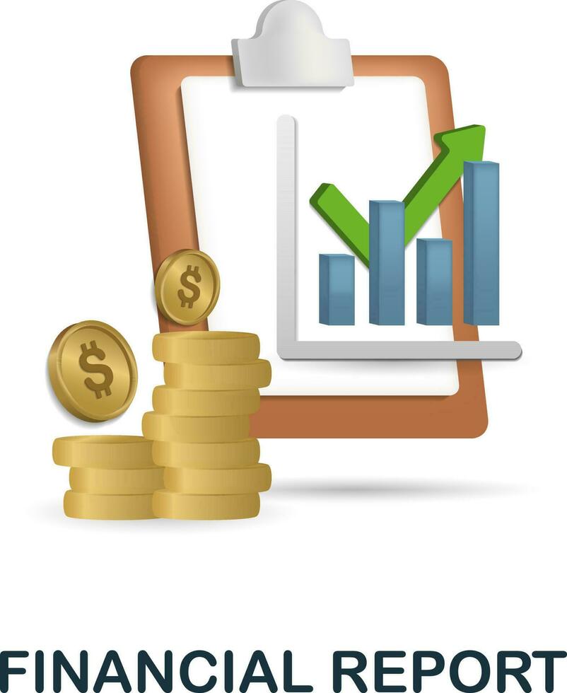 Financial Report icon. 3d illustration from finance management collection. Creative Financial Report 3d icon for web design, templates, infographics and more vector