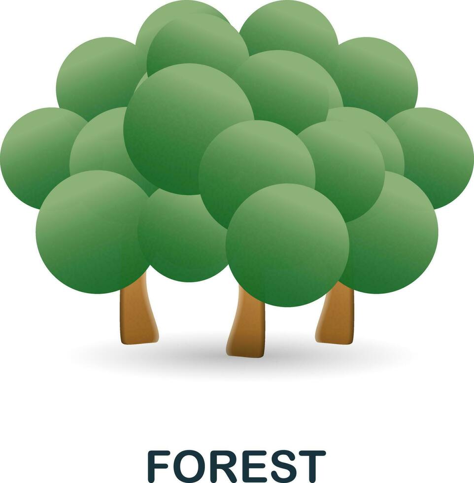 Forest icon. 3d illustration from outdoor recreation collection. Creative Forest 3d icon for web design, templates, infographics and more vector