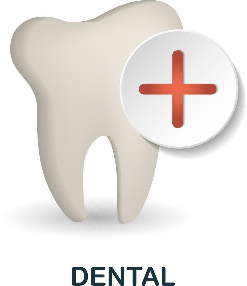 Dental icon. 3d illustration from health check collection. Creative Dental 3d icon for web design, templates, infographics and more vector